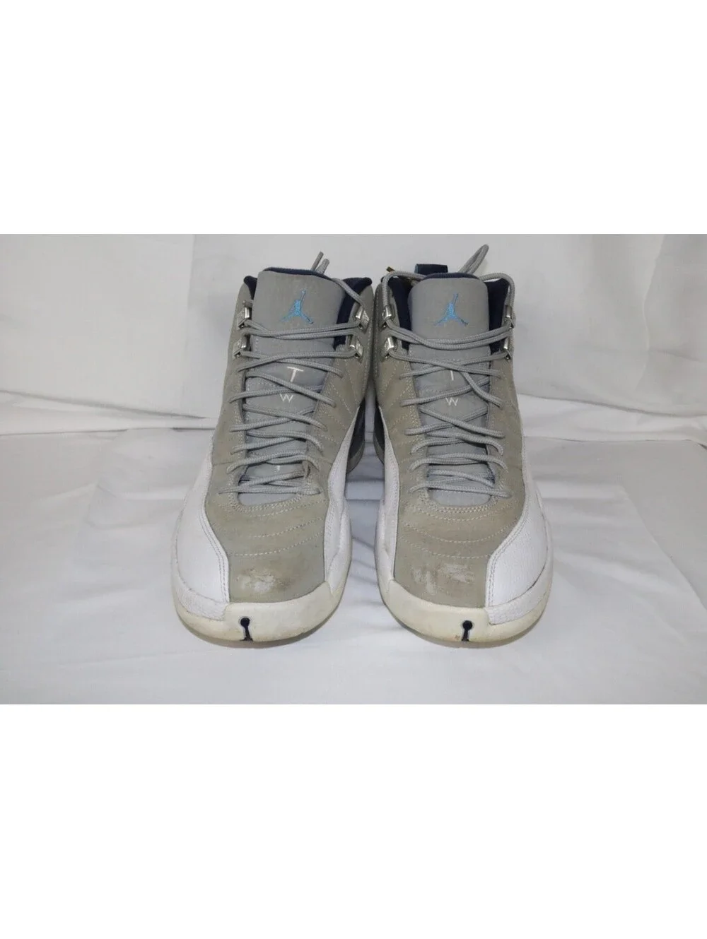 Air Jordan 12 Gray University Blue Solid High Top Lace Up Sneakers Size 10